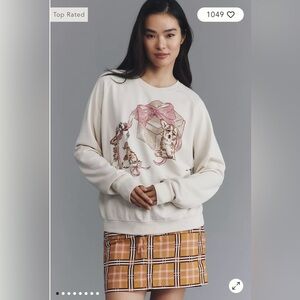 Maeve Animal Friends Crew Neck Sweatshirt in Pink Pattern (Dogs) Size M. NWT